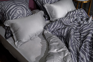 144HF-41008 Set of pillowcases Savanna print tencel grey