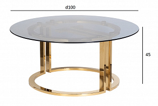 47ED-GDCT002 CENTER TABLE GOLD/SMOKE d100*H45 cm