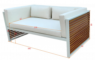 129KN-01912 Sofa two-seater "LINE" outdoor white 160*90*68cm