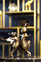 D1831 Statuette "Dancing rabbits" bronze color 18*13*30cm